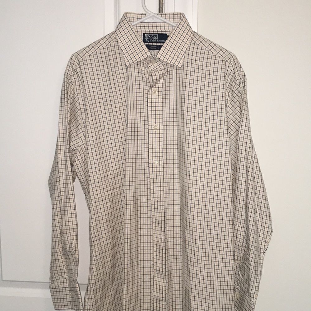 New Polo Ralph Lauren Michigan Wolverine Colors Plaid Check Dress Shirt Regent L
